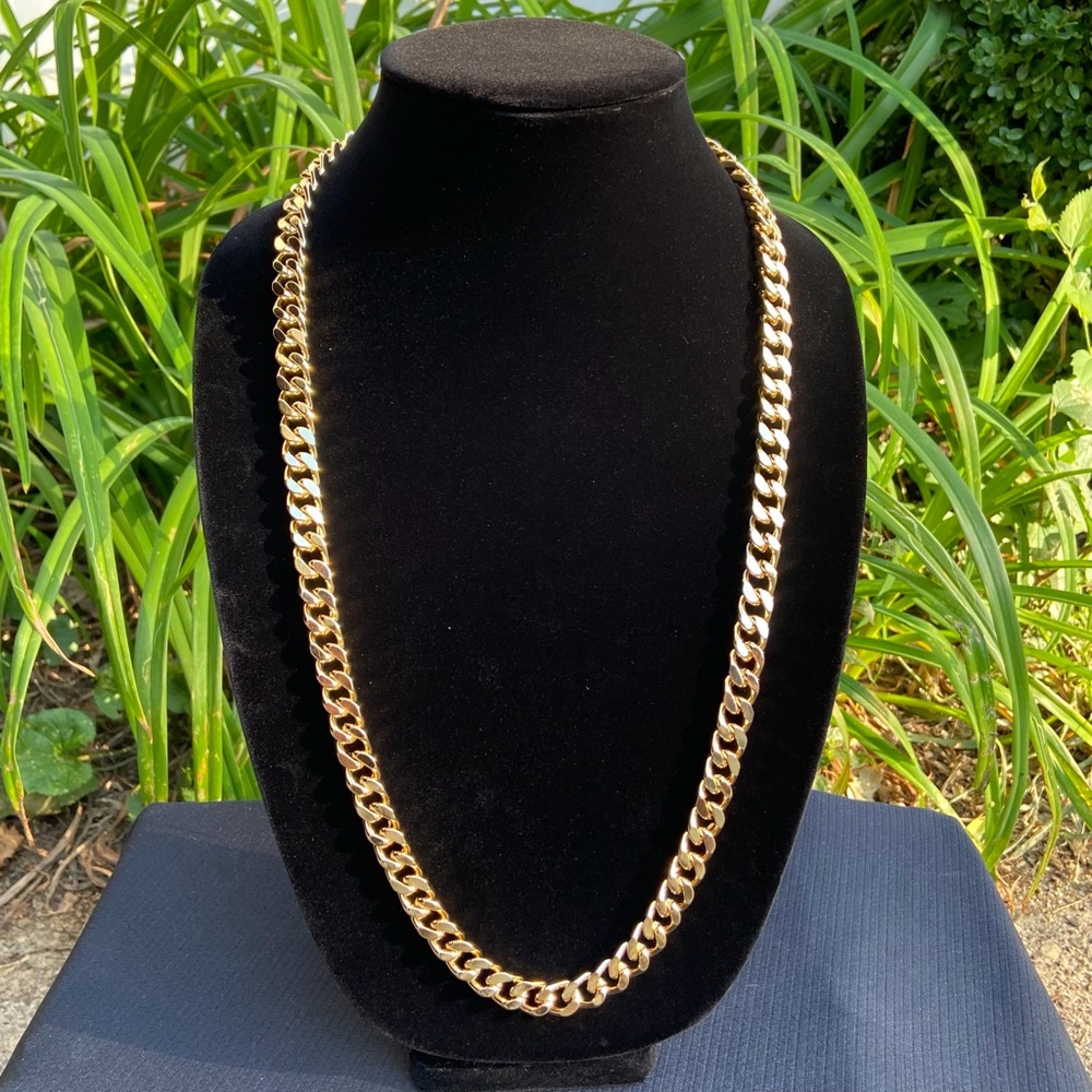 Gold chain 14k stamped Cuban 30in 10mm Box Style - Picture 2 of 5